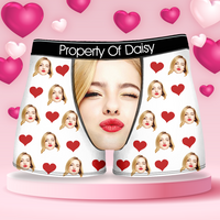 Thumbnail for Custom Funny Face Photo With Heart Men's Boxer Briefs, Valentine Gift Ideas For Him AI
