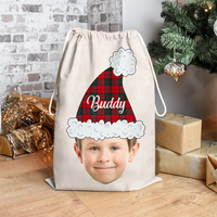 Thumbnail for Custom Santa Hat With Name Photo Christmas Bag, Christmas Gift AB