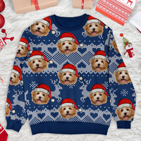 Thumbnail for I Love My Pet Photo Ugly Christmas Sweatshirt, All-Over-Print Sweatshirt AB