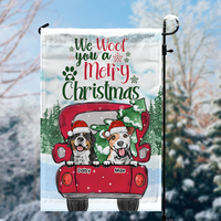 Thumbnail for We Woof You A Merry Christmas Red Truck Personalized Dog Flag, Christmas House Decor AD