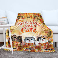 Thumbnail for Life Is Better With Fur Babies Fall Fleece Blanket, Autumn Blanket, Gift For Family AB