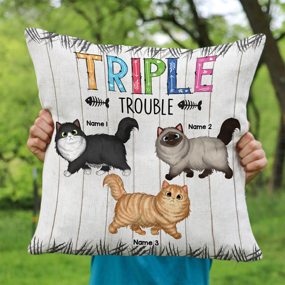 Personalized Trouble Makers Cat Mom Pillow, Gift For Cat Lover AD