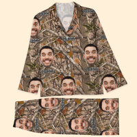 Thumbnail for Personalized Custom Face Husband Wife Camo Hunting Pattern Pajamas Set, Funny Gift For Hunting Lover AB
