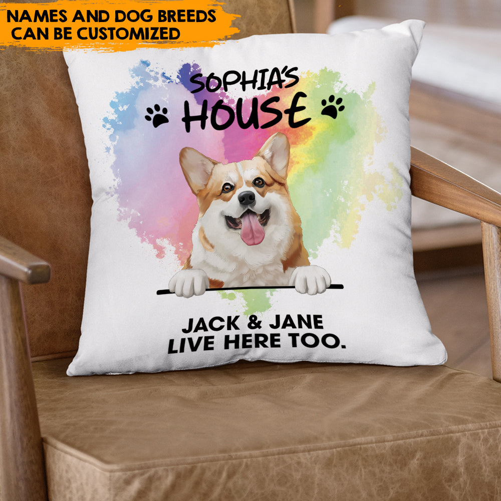 Lives Here Too - Personalized Pillow, Dog Lovers Gift AD