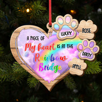 Thumbnail for Piece Of Heart At Rainbow Bridge Dog Cat Loss Of Pet Memorial Personalized Wood Ornament Cutout AE