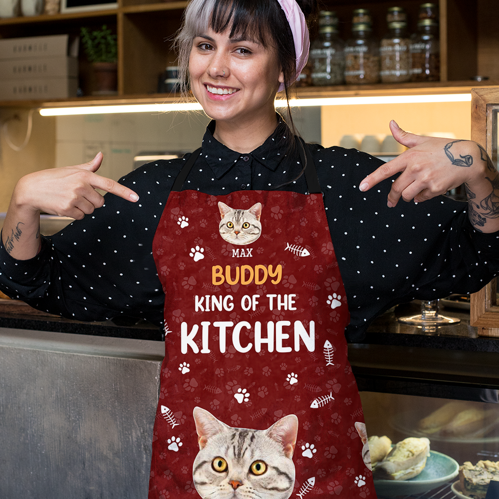 Custom King / Queen Of The Kitchen Dog Cat Photo Apron, Kitchen Gift AI