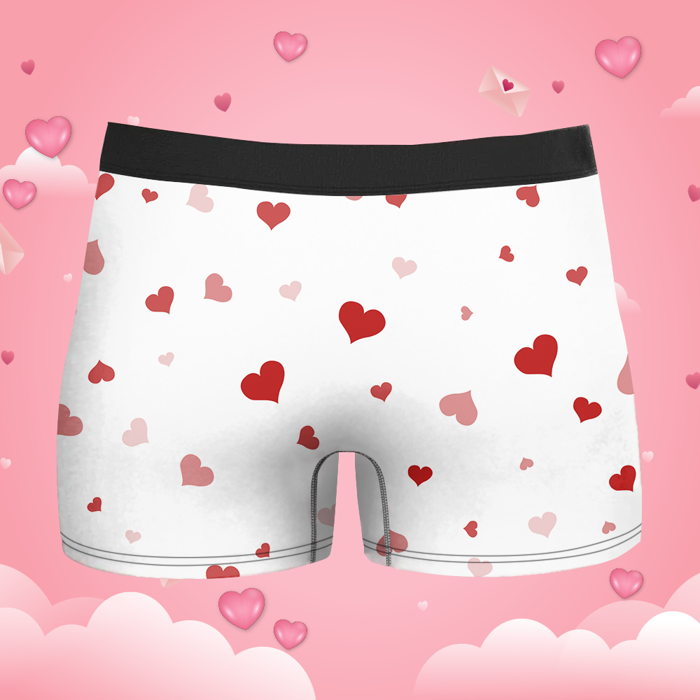 Custom Funny Face Photo With Heart Men's Boxer Briefs, Valentine Gift Ideas For Him AI