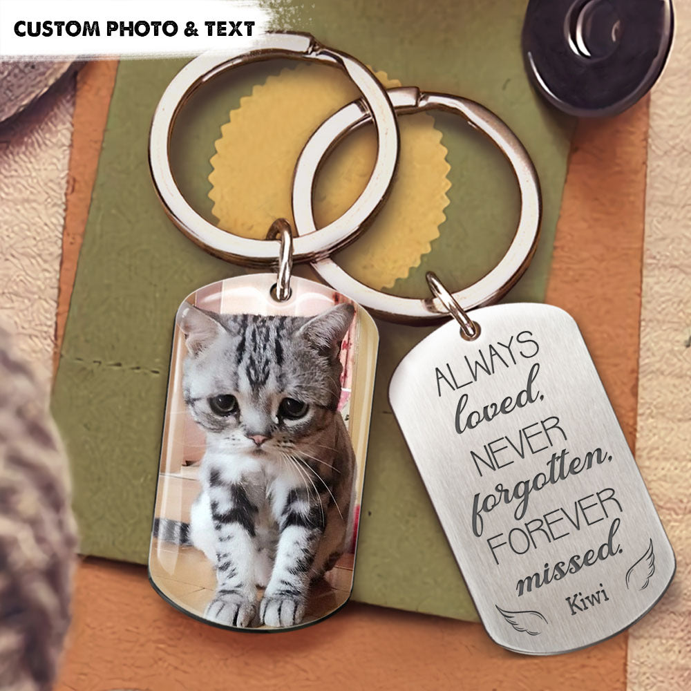 Always Loved Pet Memorial Metal Keychain, Pet Loss Gift AA