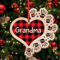 Thumbnail for Gift For Grandma Hands Christmas Wood Ornament, Customized Holiday Ornament AE
