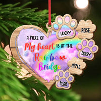 Thumbnail for Piece Of Heart At Rainbow Bridge Dog Cat Loss Of Pet Memorial Personalized Wood Ornament Cutout AE