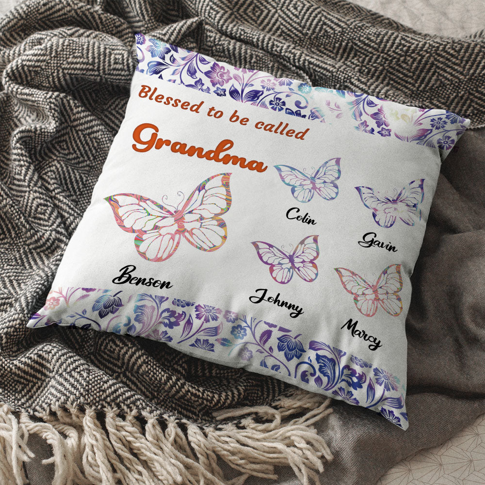Blessed To Be Called Grandma Butterflies Personalized Pillow AD