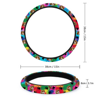 Thumbnail for Custom Hologram Tie Dye Photo Dog Cat Car Steering Wheel Cover, Pet Lover Gift FC