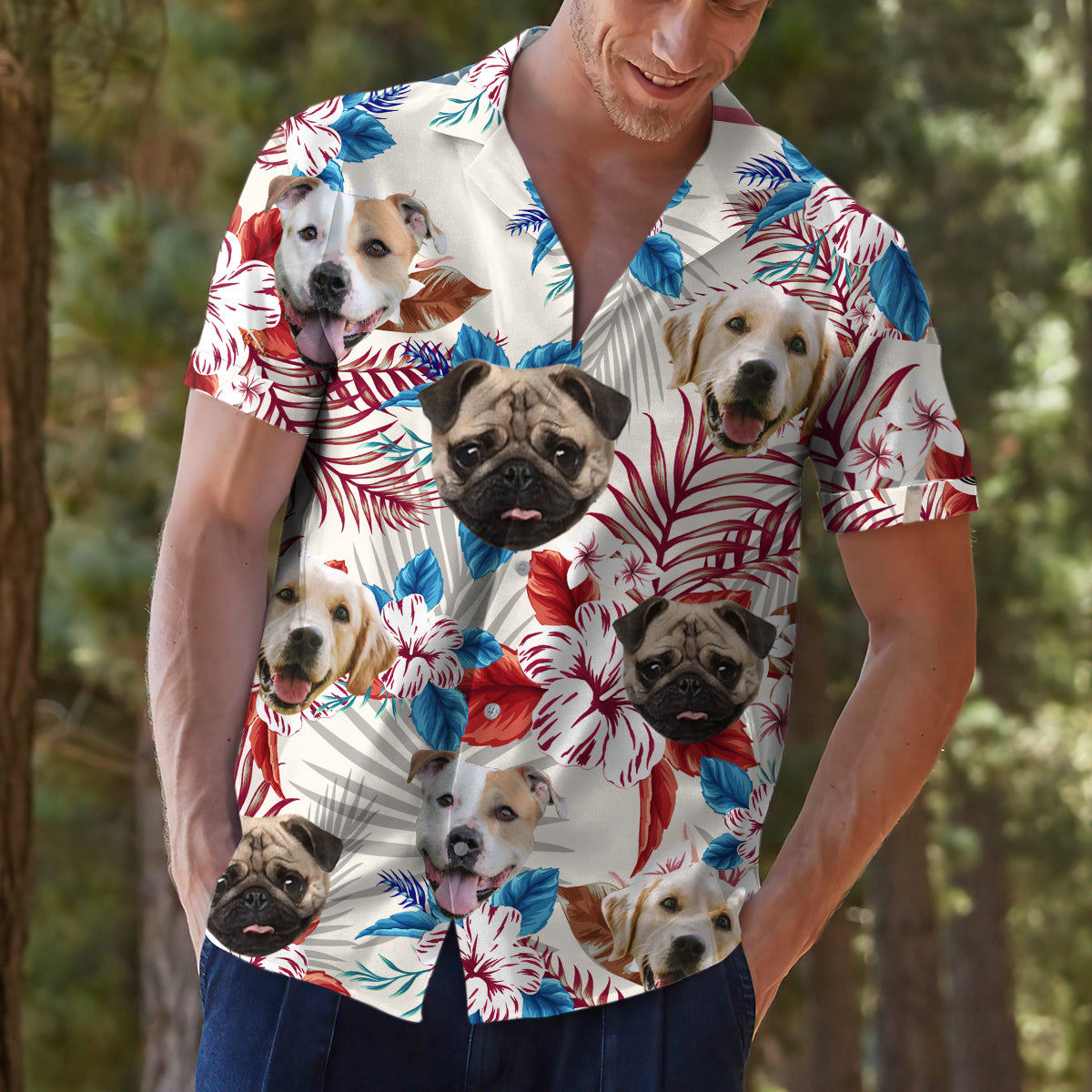 Flower Independence dog face - Hawaiian Shirt AI