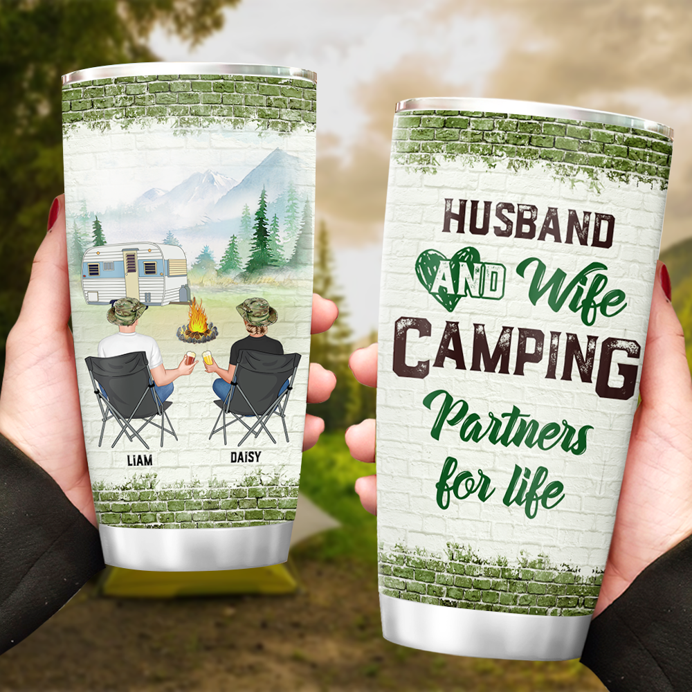 Personalized Let Sit By The Campfire Couple Tumbler, Valentine's Day Gift For Camping Lovers AA