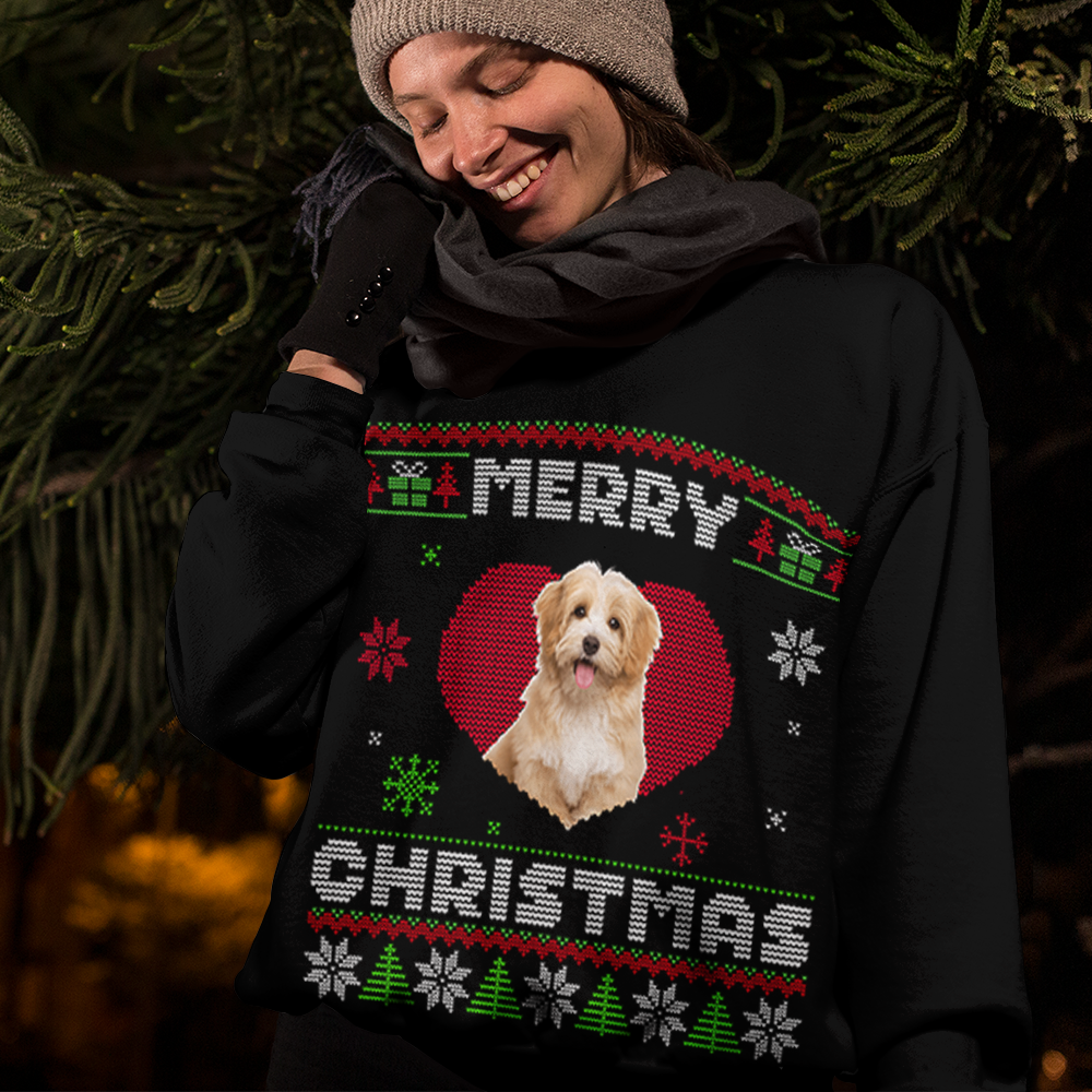 Pet In My Heart Photo Ugly Christmas Sweatshirt, All-Over-Print Sweatshirt AB