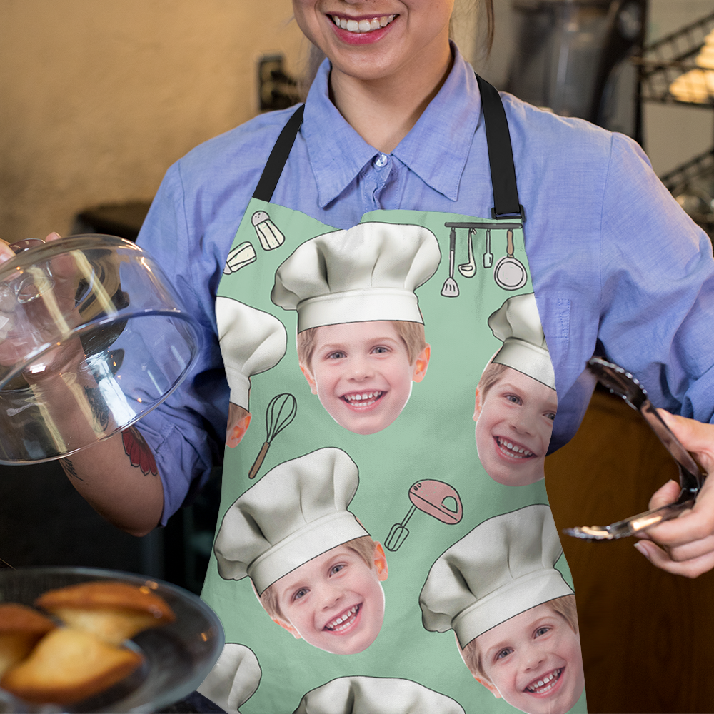 Custom Face With Chef Hat Photo Apron, Kitchen Gift AI