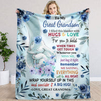Thumbnail for I Filled This Blanket With Hugs & Love Fleece Blanket, Gift for Great Grandchildren AB