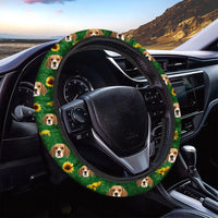 Thumbnail for Personalized Dog Cat Face Sunflower Pattern Steering Wheel Cover, Pet Lover Gift FC