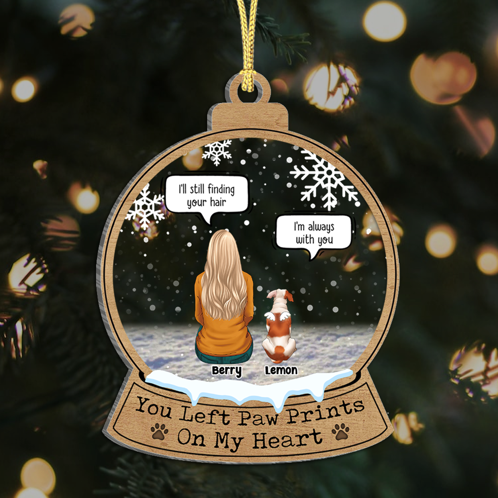 You Left Paw Prints On My Heart Personalized Dog Memorial Printed Acrylic Ornament, Sympathy Gift AE