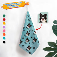 Thumbnail for Custom Dog Cat Photo With Name Hand Towel, Pet Lover Gift JonxiFon