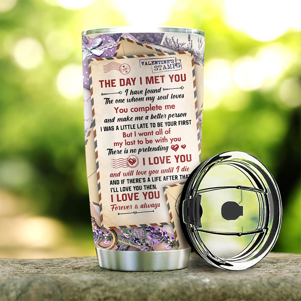 Personalized Hand In Hand Vintage Love Letter Couple Tumbler, Valentine's Day Gift AA