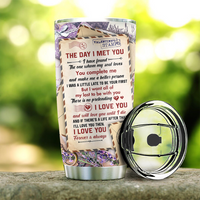 Thumbnail for Personalized Hand In Hand Vintage Love Letter Couple Tumbler, Valentine's Day Gift AA