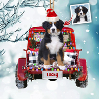 Thumbnail for Upload Photo Dog Cat Christmas Red Truck Printed Acrylic Ornament, Customized Holiday Ornament AE