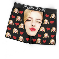 Thumbnail for Custom Funny Face Photo With Heart Men's Boxer Briefs, Valentine Gift Ideas For Him AI