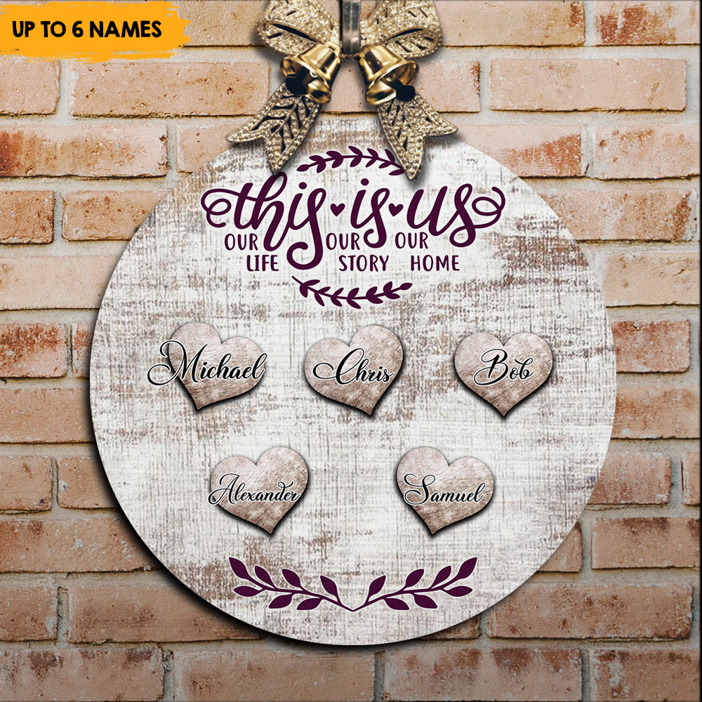 This Is Us - Personalized Door Sign, Custom Names Family Gift Z