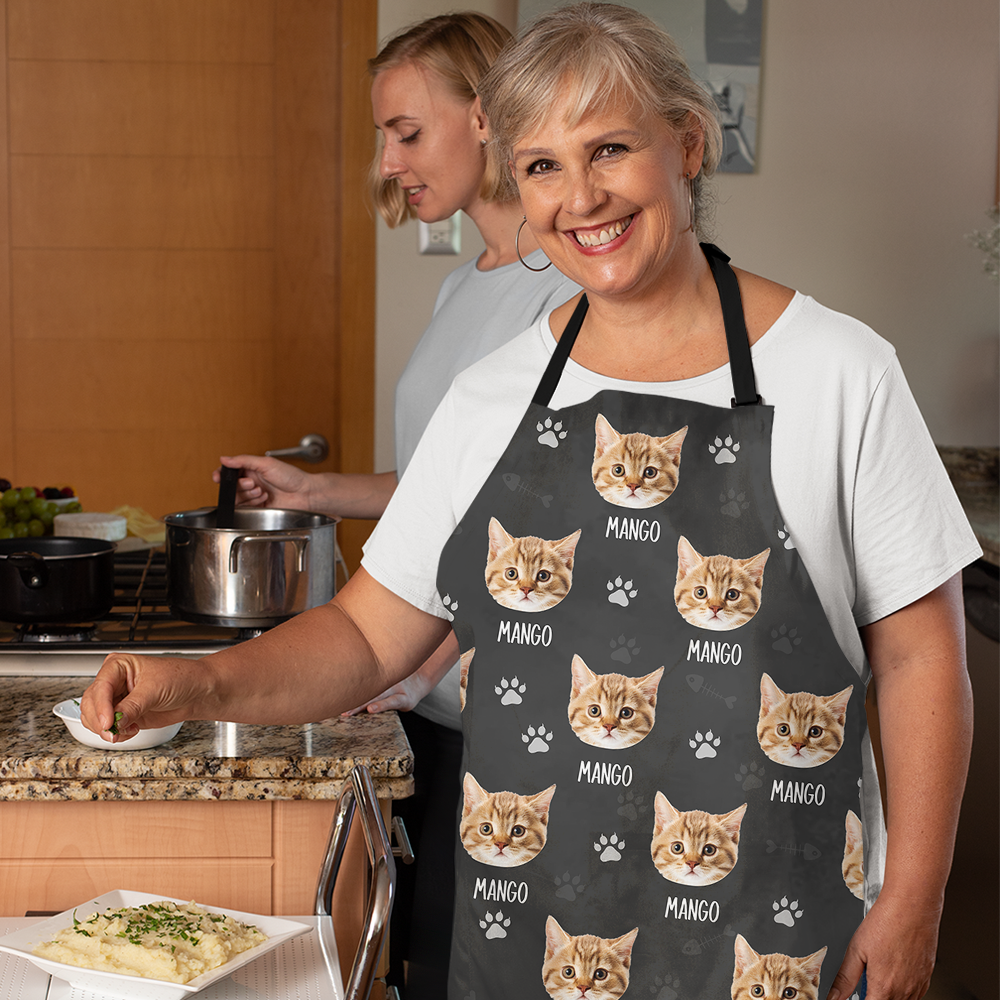 Custom Dog Cat Paws Photo Apron, Pet Lover Gift AI