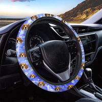 Thumbnail for Custom Sparkling Marble Dog Cat Photo Car Steering Wheel Cover, Pet Lover Gift FC