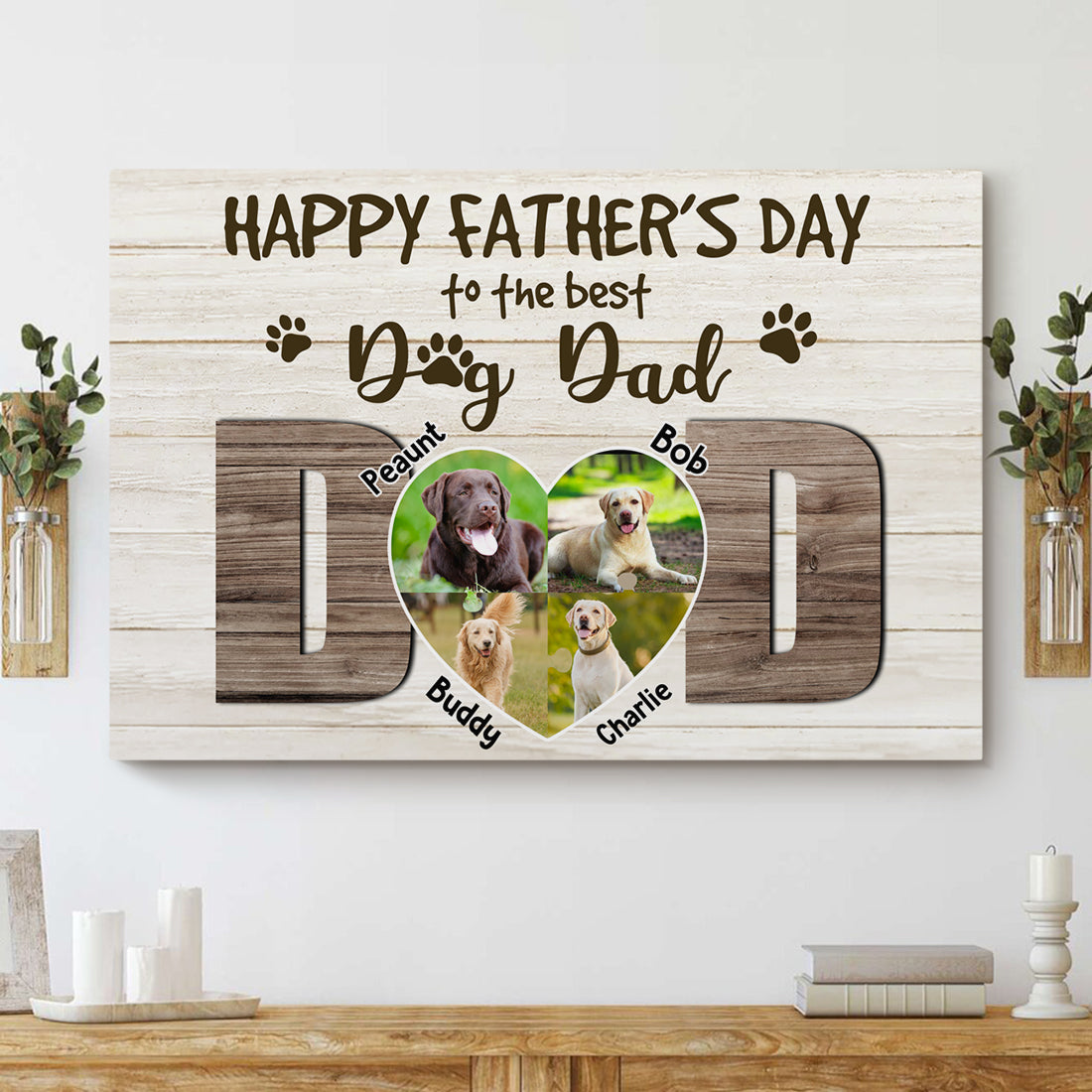 Thank you Dog Dad - Personalized Pet Photo Canvas AK