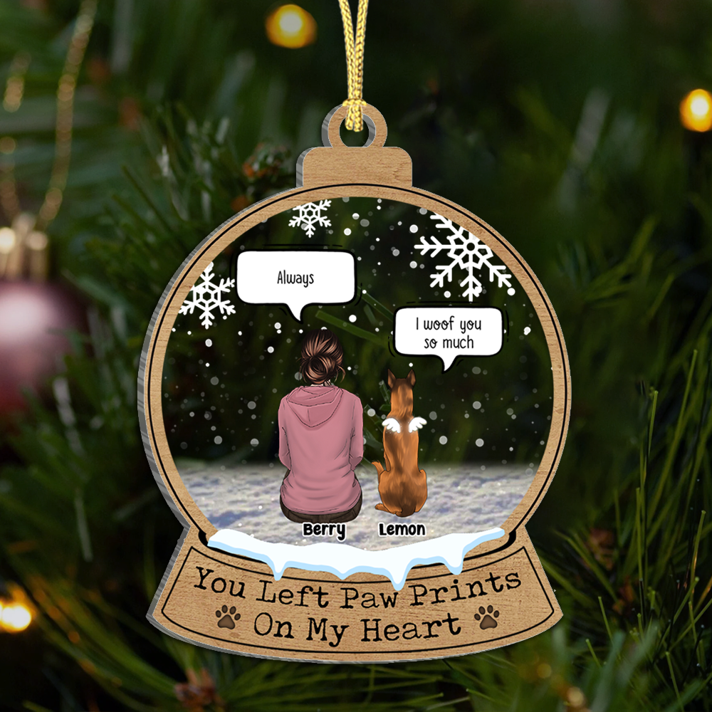 You Left Paw Prints On My Heart Personalized Dog Memorial Printed Acrylic Ornament, Sympathy Gift AE