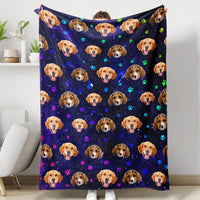 Thumbnail for Custom Galaxy With Paws Dog Cat Photo Blanket, Pet Lover Gift AB