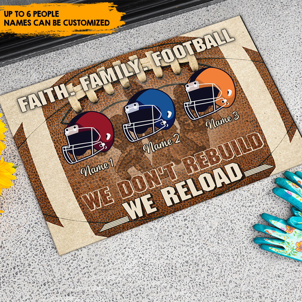Faith Football Family - Personalized Family Football Doormat AB