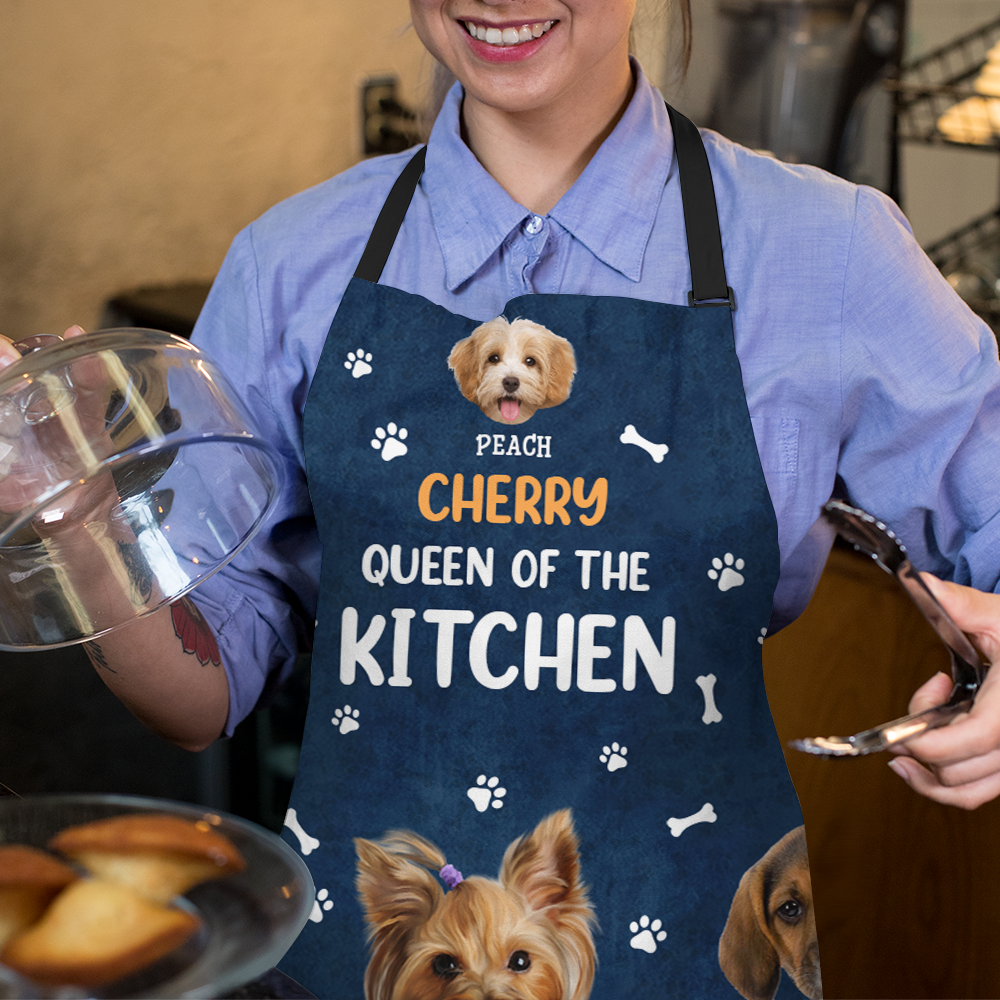 Custom King / Queen Of The Kitchen Dog Cat Photo Apron, Kitchen Gift AI