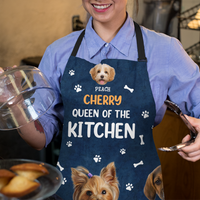 Thumbnail for Custom King / Queen Of The Kitchen Dog Cat Photo Apron, Kitchen Gift AI