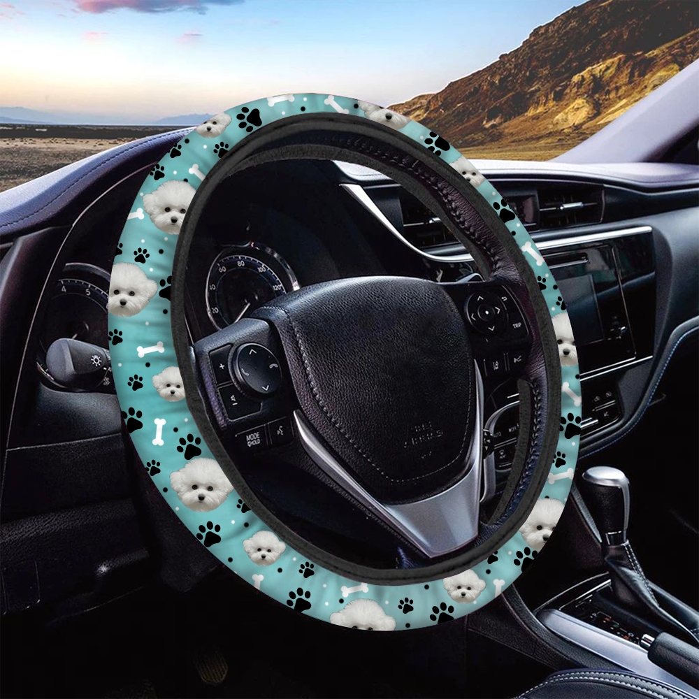 Custom Face With Paws Dog Cat Car Steering Wheel Cover, Pet Lover Gift FC