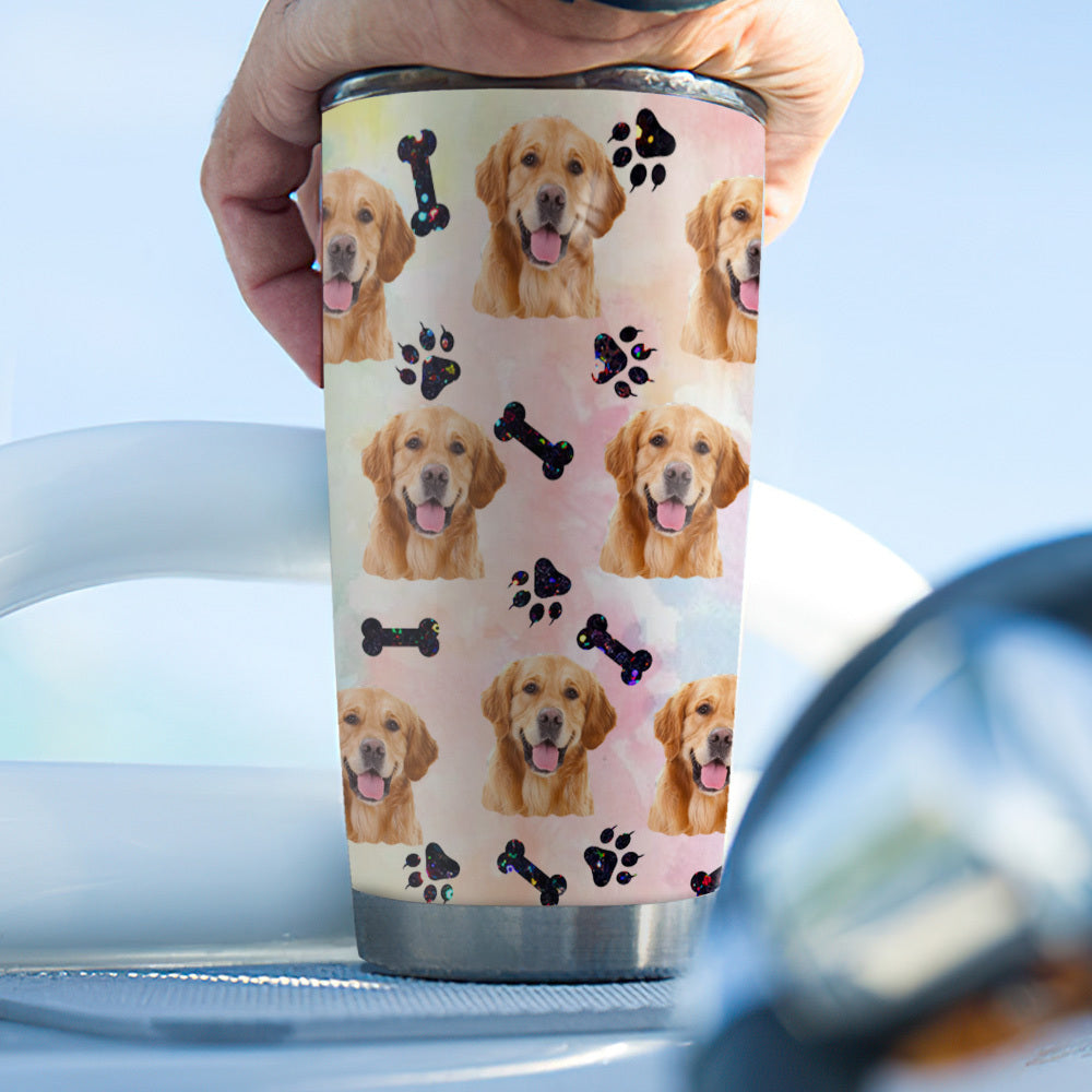 Glitter Dog Mom With Photos Tumbler, Dog Lover Gift AA