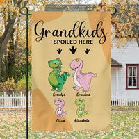 Thumbnail for Grandkids Spoiled Here- Funny Personalized Garden Dinosaur Flag AD
