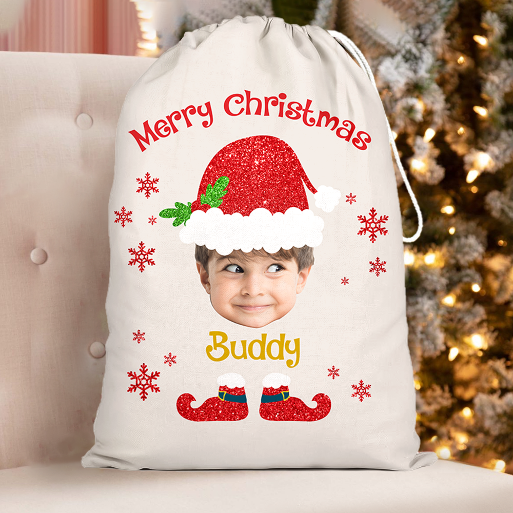 Custom Face Photo Baby Claus Family Christmas Bag, Christmas Gift AB