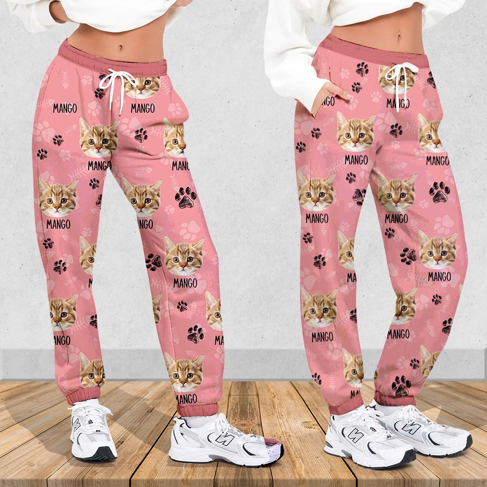 Upload Pet Image With Name Multicolor Sweatpants, Custom Gift For Men and Women AB