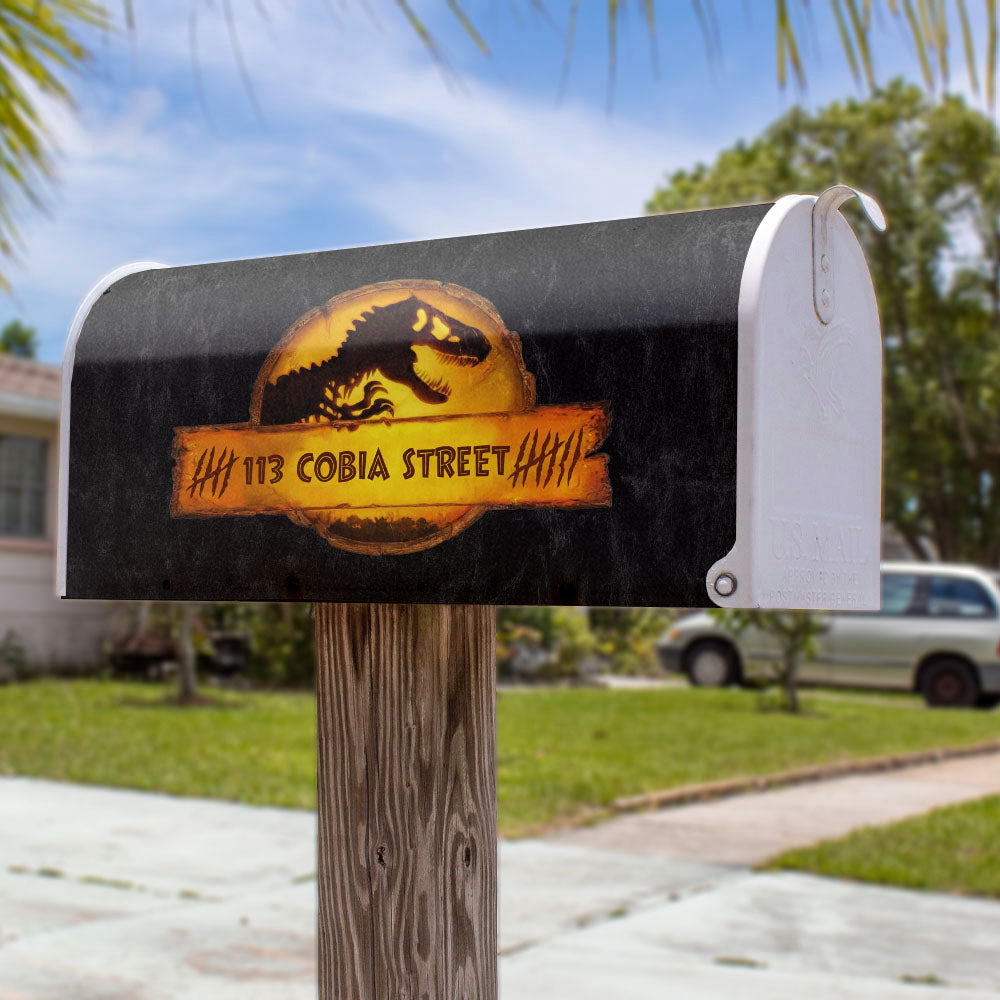 Orange Dinosaur - Customized Address Mailbox Cover AF