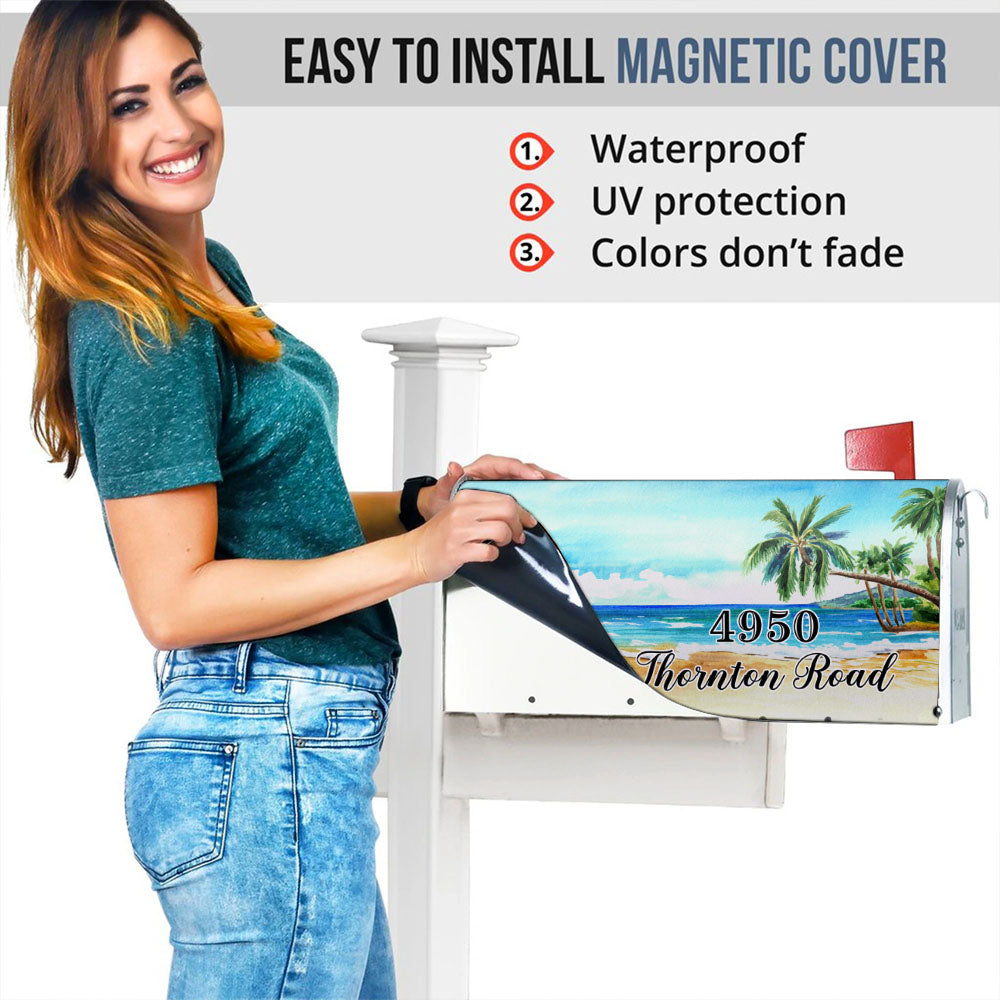 Dog Ball Tropical Beach - Customized Address Mailbox AF