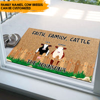 Thumbnail for Faith, Family, Cattle - Personalized Doormat, Cow Lovers Gift AB