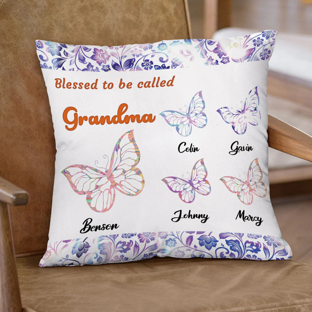 Blessed To Be Called Grandma Butterflies Personalized Pillow AD