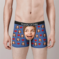 Thumbnail for Custom Funny Face Photo With Heart Men's Boxer Briefs, Valentine Gift Ideas For Him AI