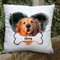 Thumbnail for Custom Dog Photo Heart & Bone Pillow, Dog Lover Gift AD