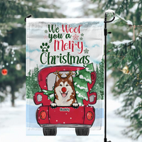 Thumbnail for We Woof You A Merry Christmas Red Truck Personalized Dog Flag, Christmas House Decor AD