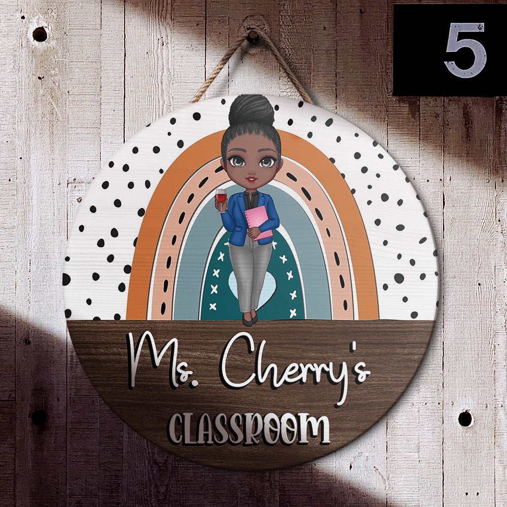 Personalized Rainbown Teacher Wood Sign, DIY Gift For Back To School Z